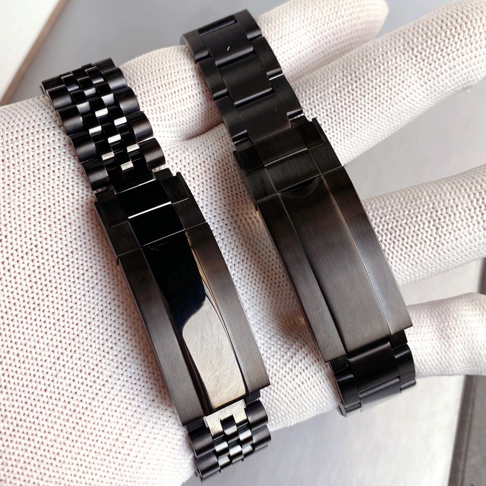 40mm Black PVD Ceramic Bezel Watch Case Fit NH35 NH36 2824 Miyota Oyster Strap
