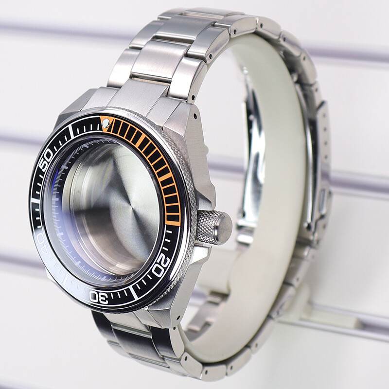 Seiko Samurai 43.8mm Watch Case+strap AR layer sapphire glass For nh35 movement