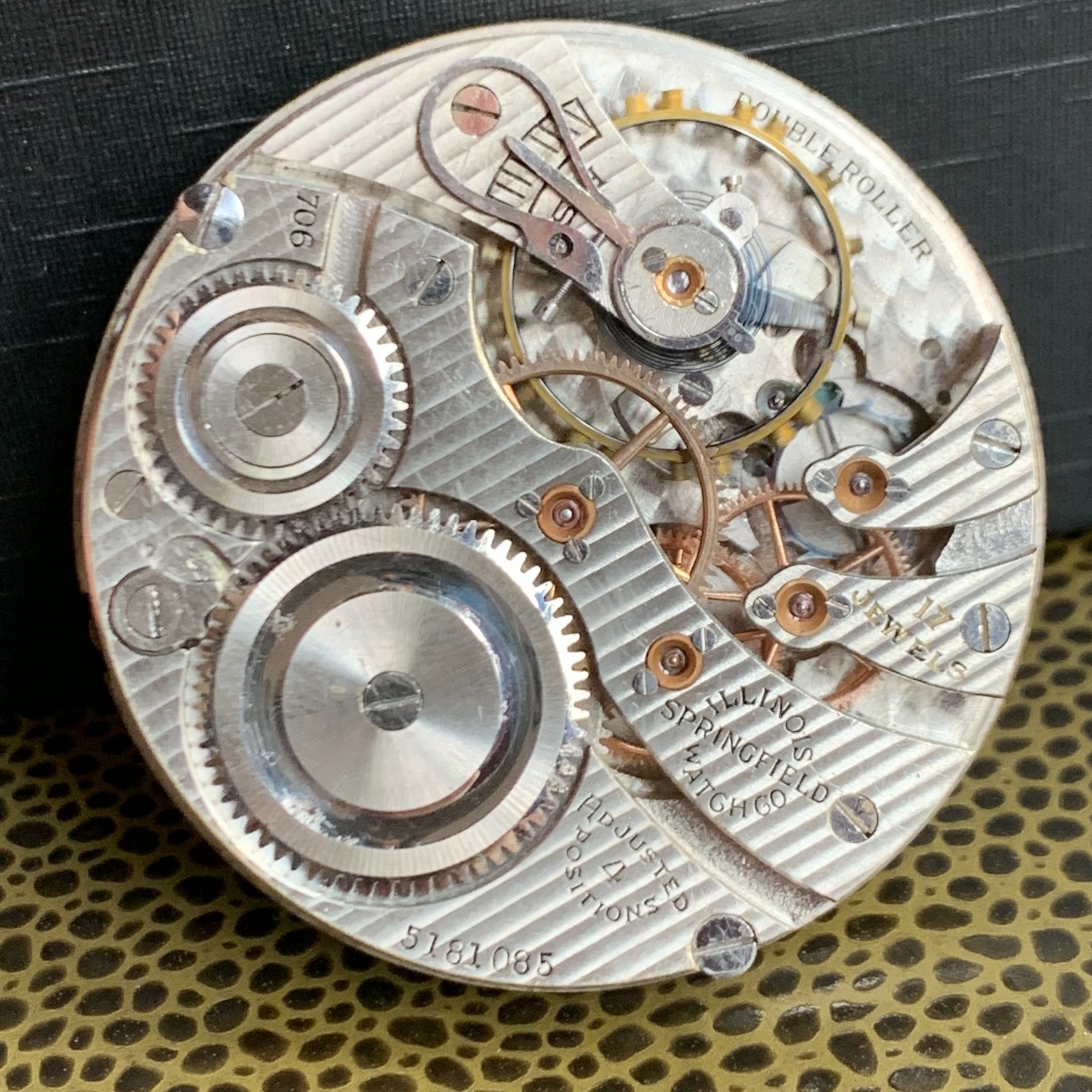 1929 Illinois Grade 706 16S 17 Jewels Open Face Pocket Watch Movement Repair