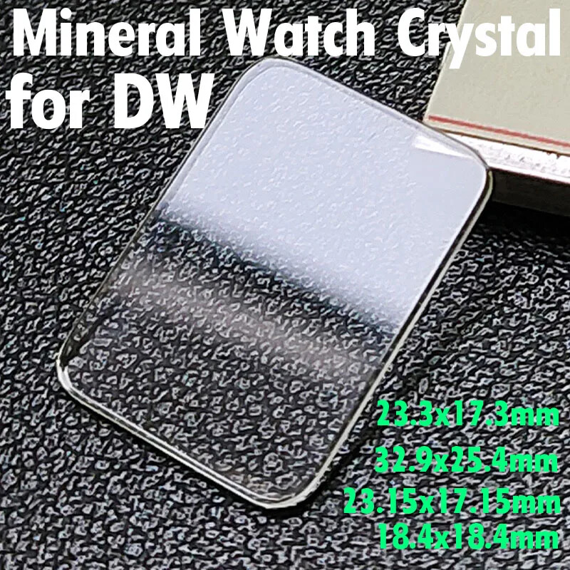 Flat Square Mineral Watch Crystal for DW Watch Glass Lens Repair Kit 23.3×17.3mm