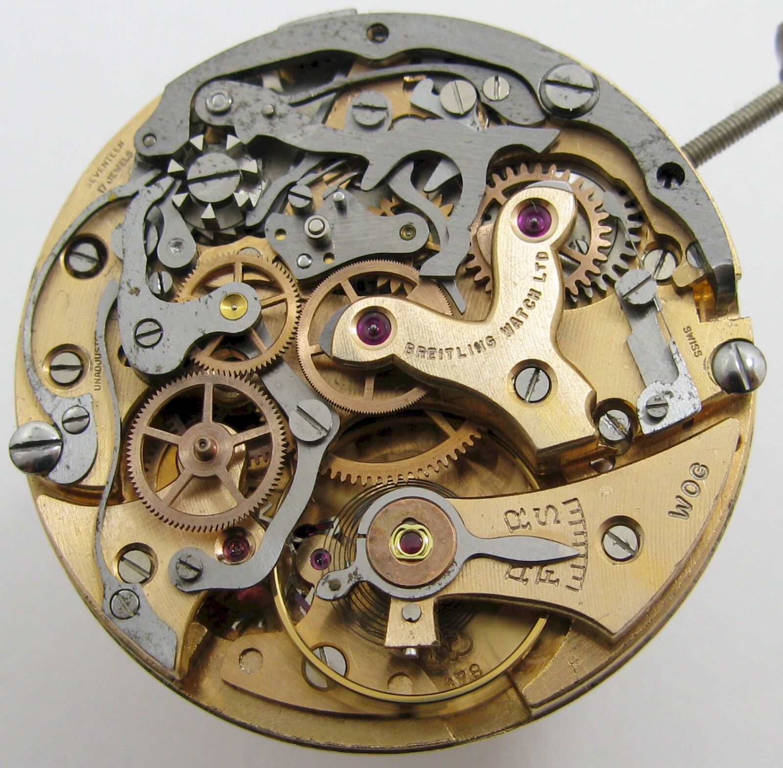 Venus 178 chronograph 3 registers Breitling Watch Movement 17 jewels for project