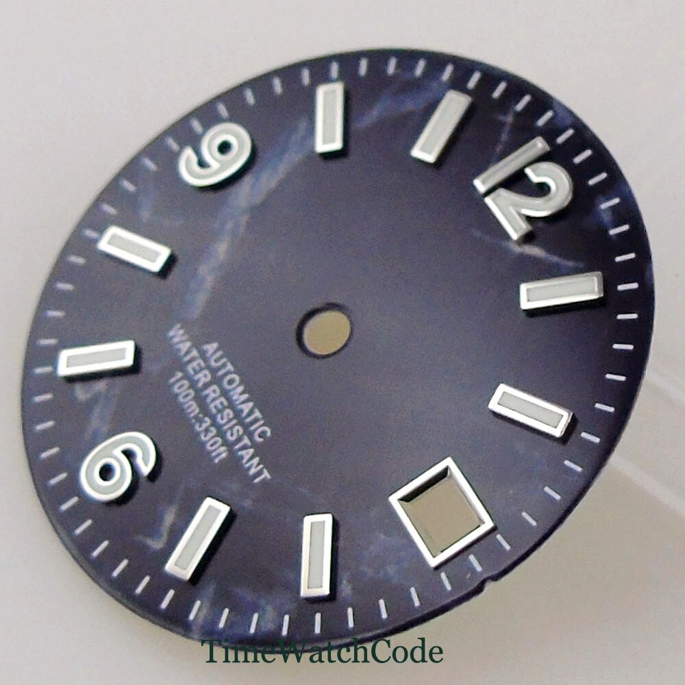 29mm Luminous Watch Dial Face Fit for NH35A NH36A Black Blue Green Date Window