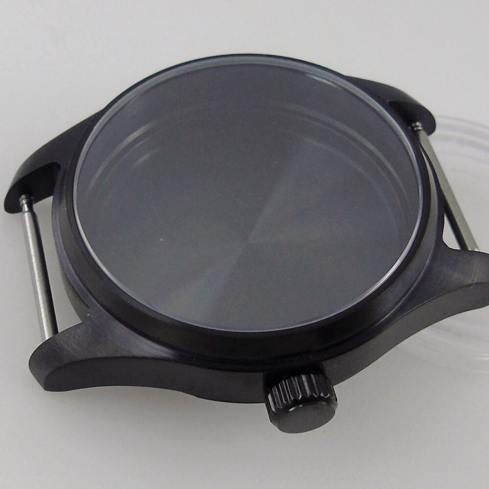 39mm Black PVD Sapphire Glass Watch Case Fit Japan NH35 NH36 (Case+dial+hand)