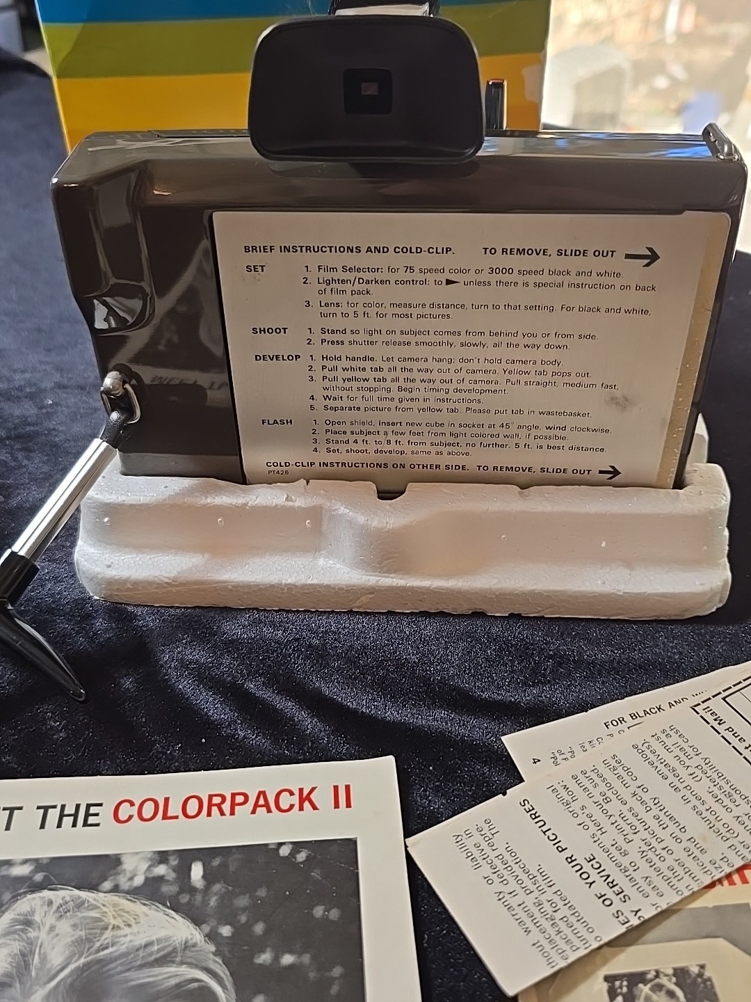 Polaroid Colorpack II Land Camera With Original Box And All Papers Black Vtg
