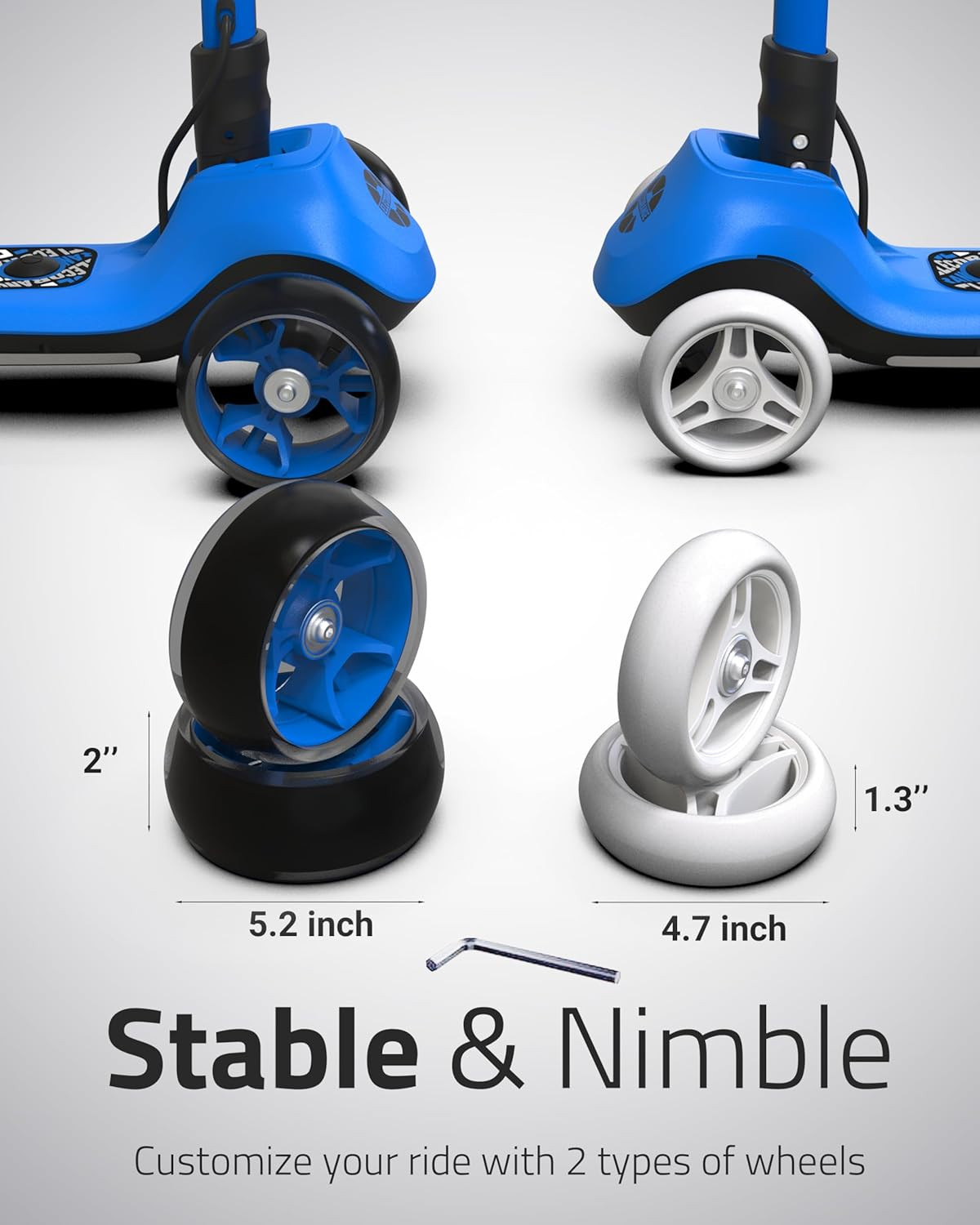T200/T500 Balance Electric Scooter for Kids Age 4-9, 2 Types Front Wheels, Elect
