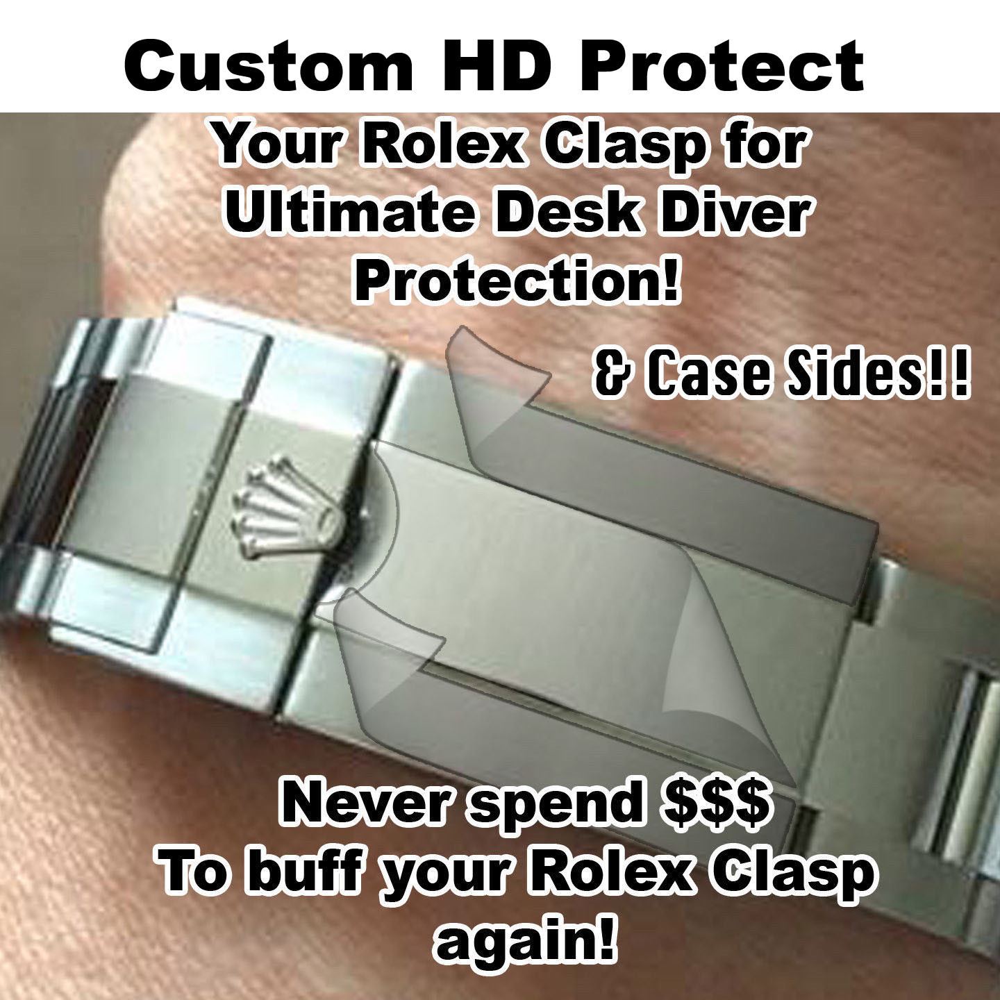 For-Rolex Submariner 40 HD CLR Protector Clasp + Sides EBAY’s RATED HIGHEST X2