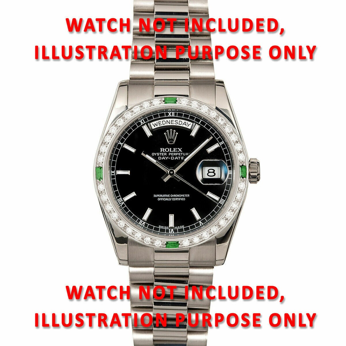 MEN 1CT NATURAL DIAMOND BEZEL 18KW FOR ROLEX FULL SIZE DATEJUST WITH EMERALDS
