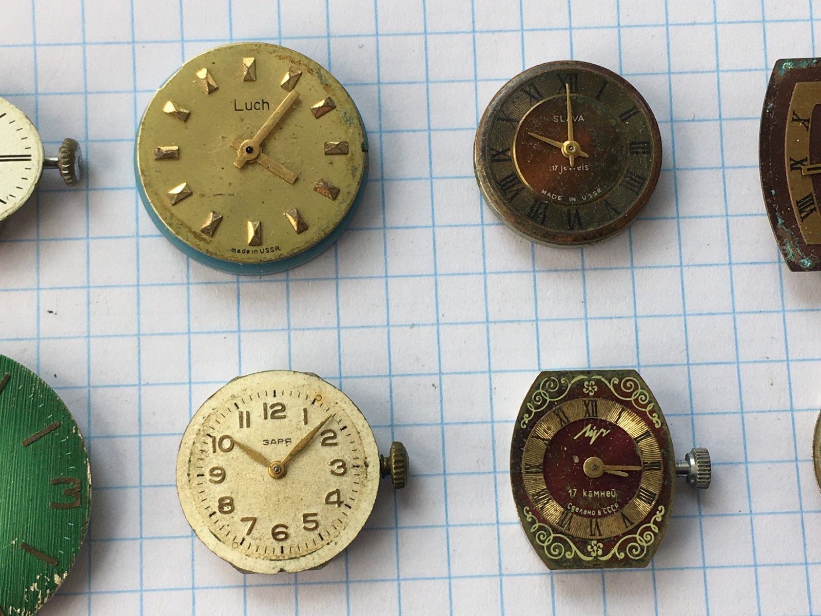 MOVEMENTS (20pcs) FOR Women’s WRIST WATCH Luch Zarya Slava USSR for parts