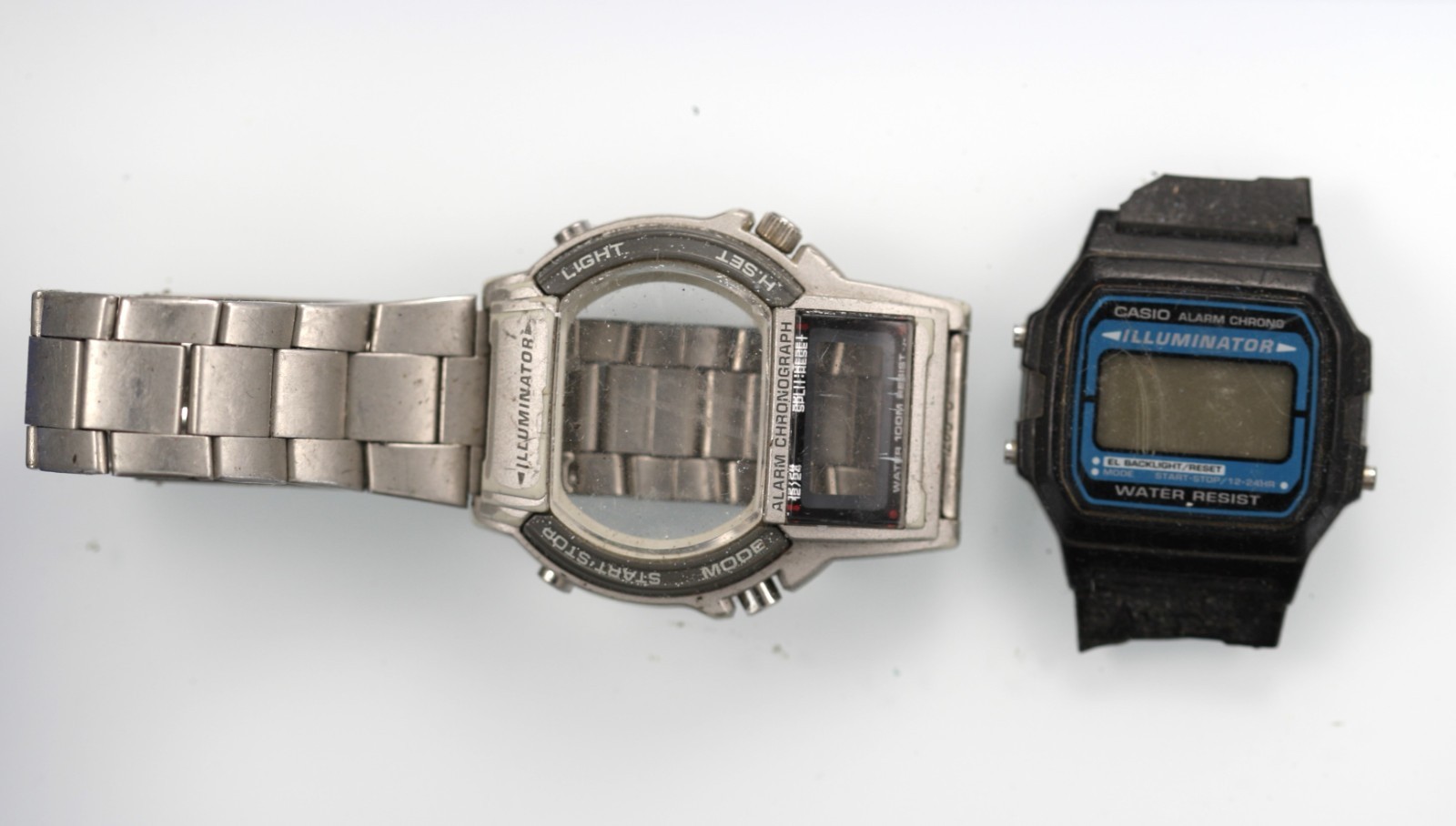Casio Illuminator Watch Men Silver Stainless St Black Plastic NON-WORKING Parts