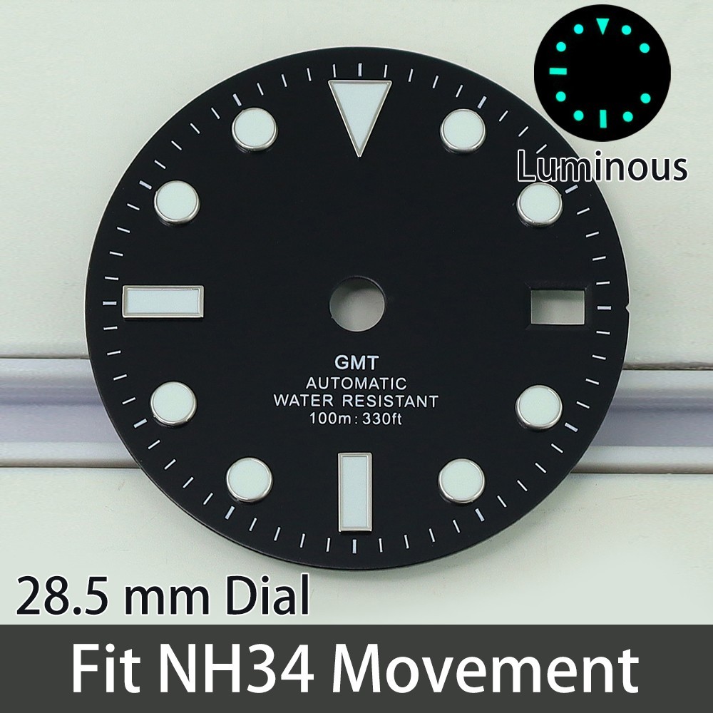 28.5mm Dial Luminous GMT Automatic Water Resistant 10ATM For Seiko NH34 Movement