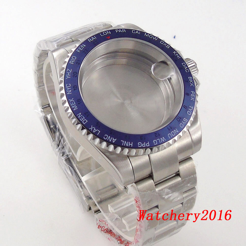 Bliger 40mm Mens Watch Case Fit NH35A NH34 Sapphire Glass Black Aluminum Bezel