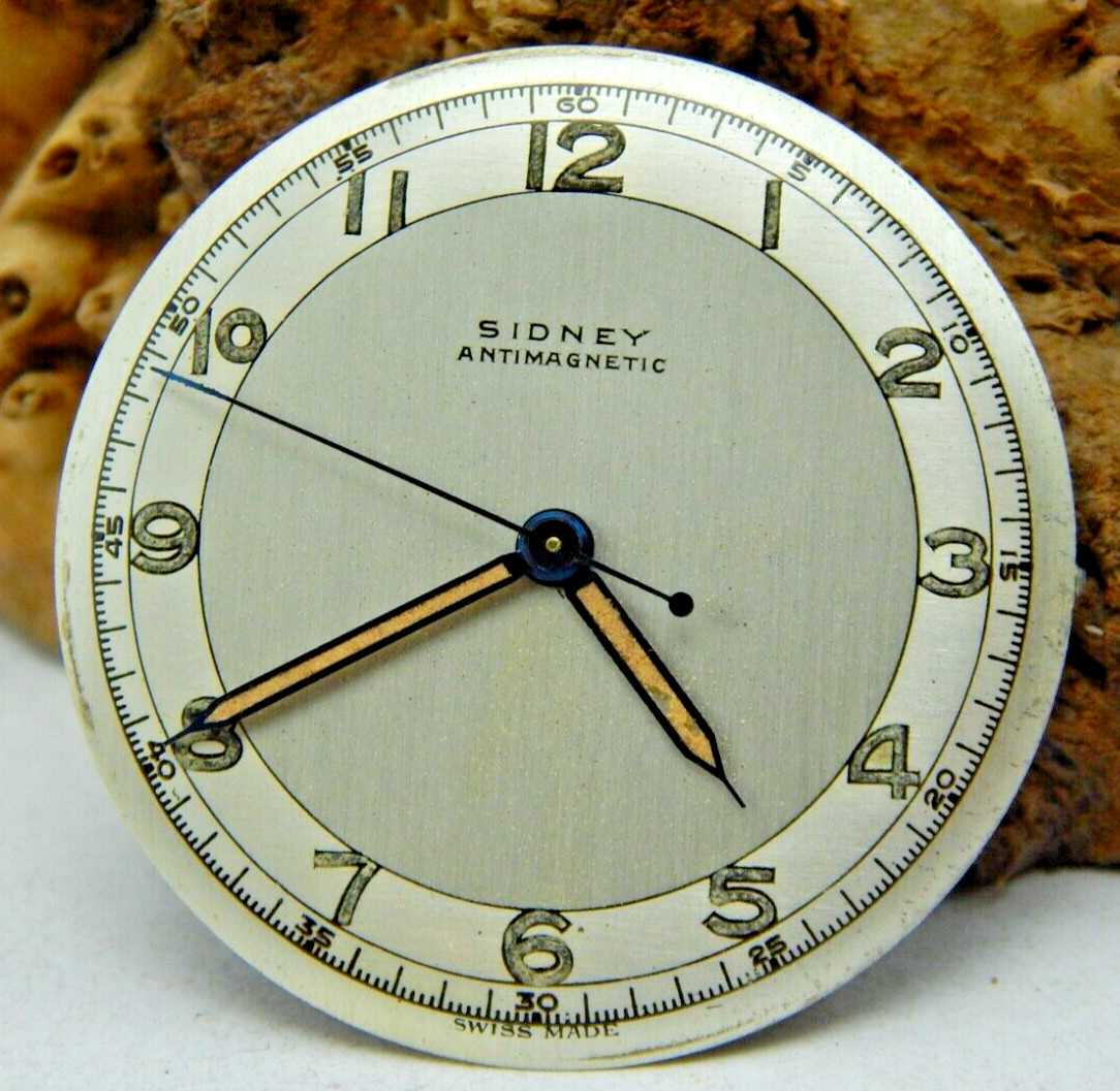 Vintage Sidney 15 jewel 25.4mm men’s wrist watch movement with dial and hands