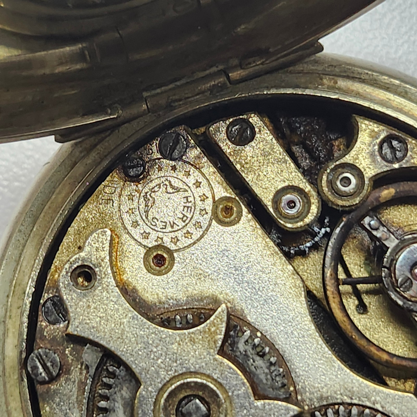 Swiss Hermes Pin-Set Cylinder Pocket Watch Movement & Case Parts Repair