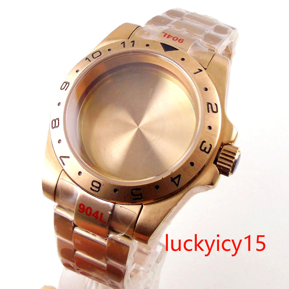 Bliger Rose Gold 39mm Sapphire Glass Watch Case Fit NH35 NH36 NH34 Automatic