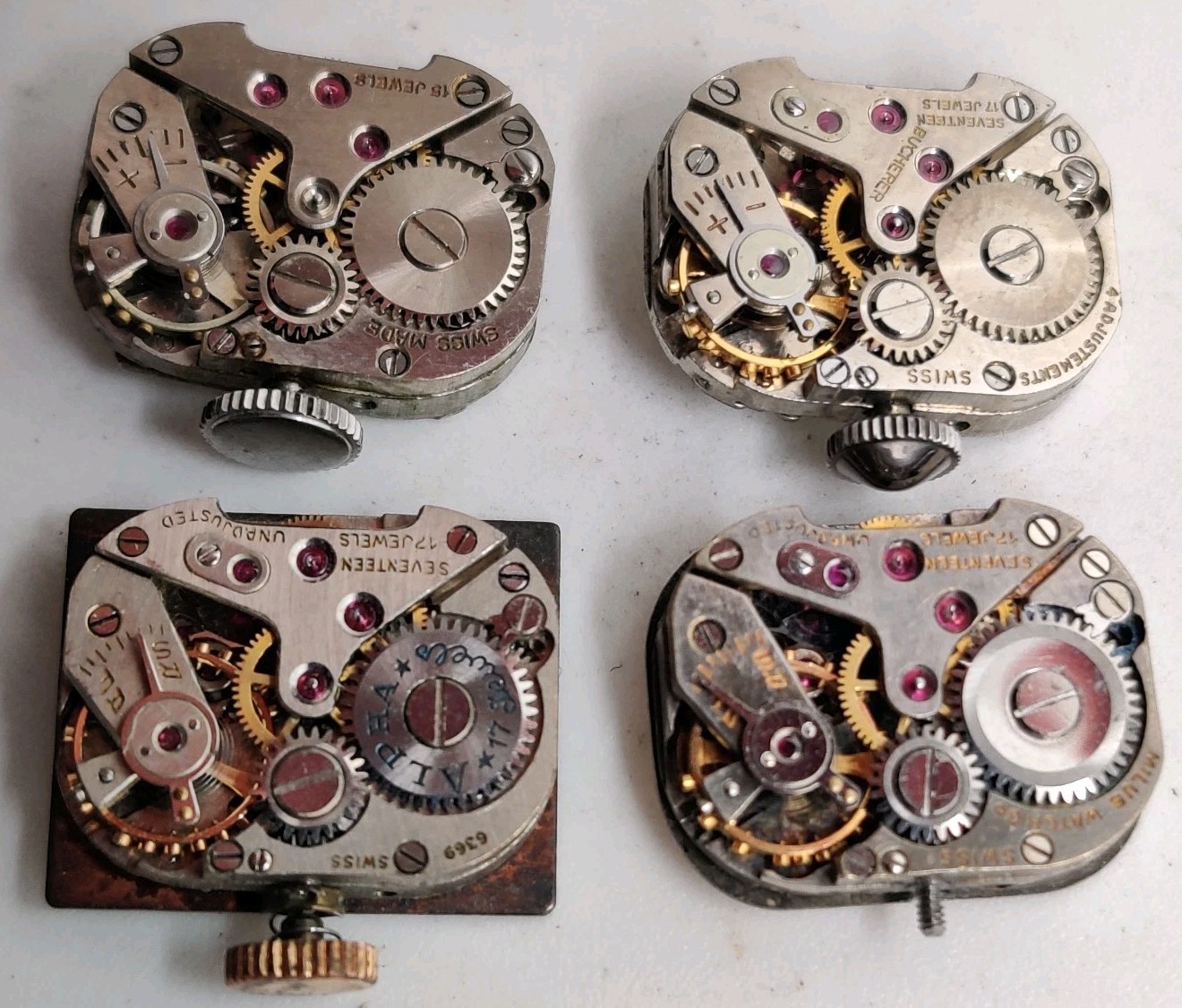 Lot Of 4 Alpha Bucherer Milus AS Cal. 976 movements For Repair