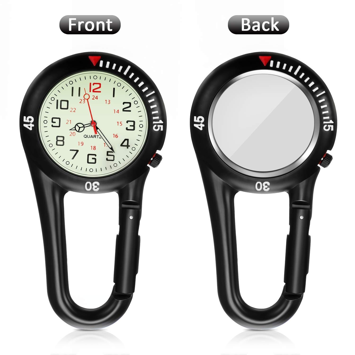 Hicarer 2 Pieces Clip on Quartz Watch Backpack Fob Belt Glow in The Dark Unis…