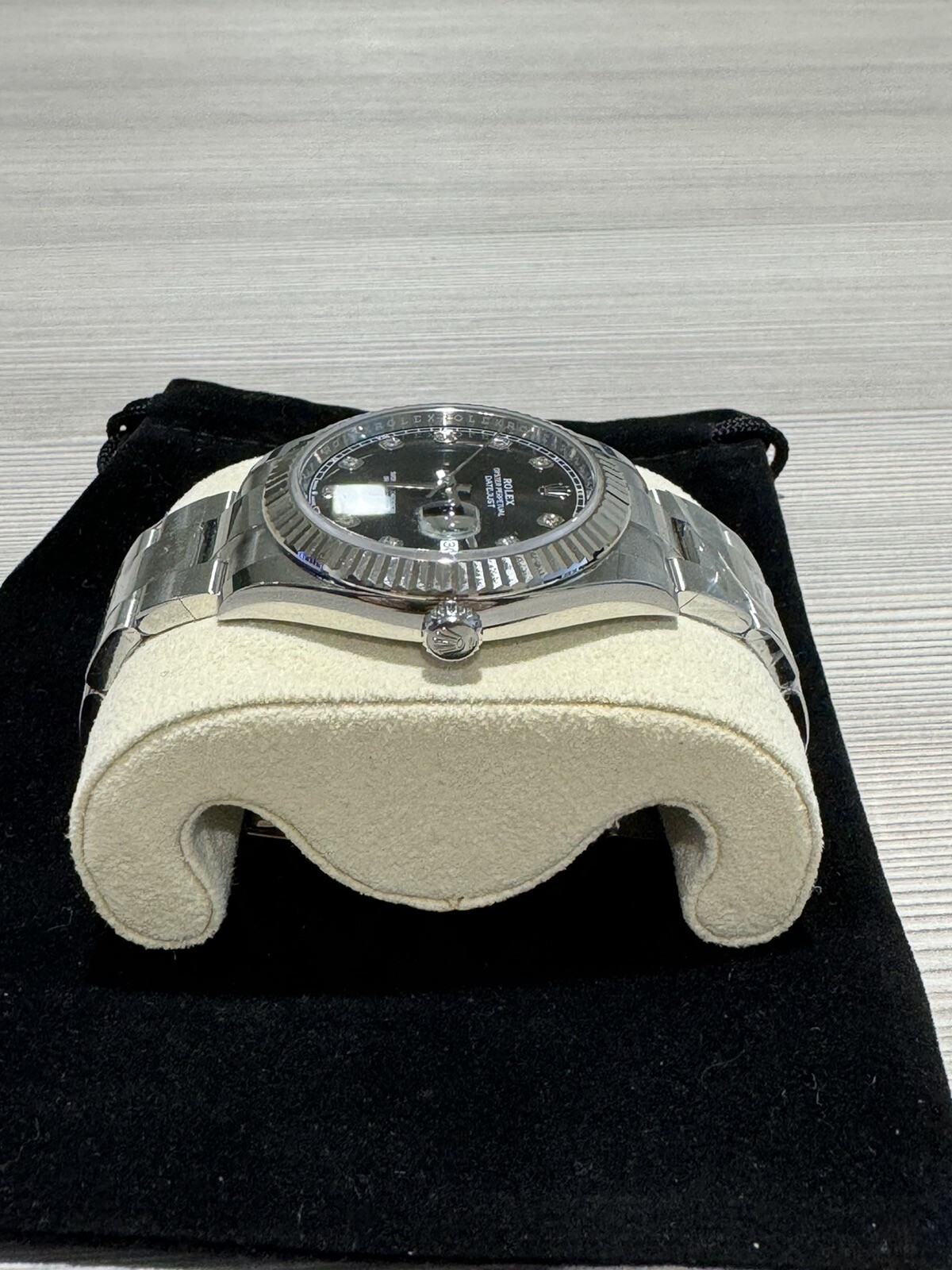 Rolex 41mm Datejust Black Diamond Dial With 18 Carat Gold Fluted Bezel. Unworn!!