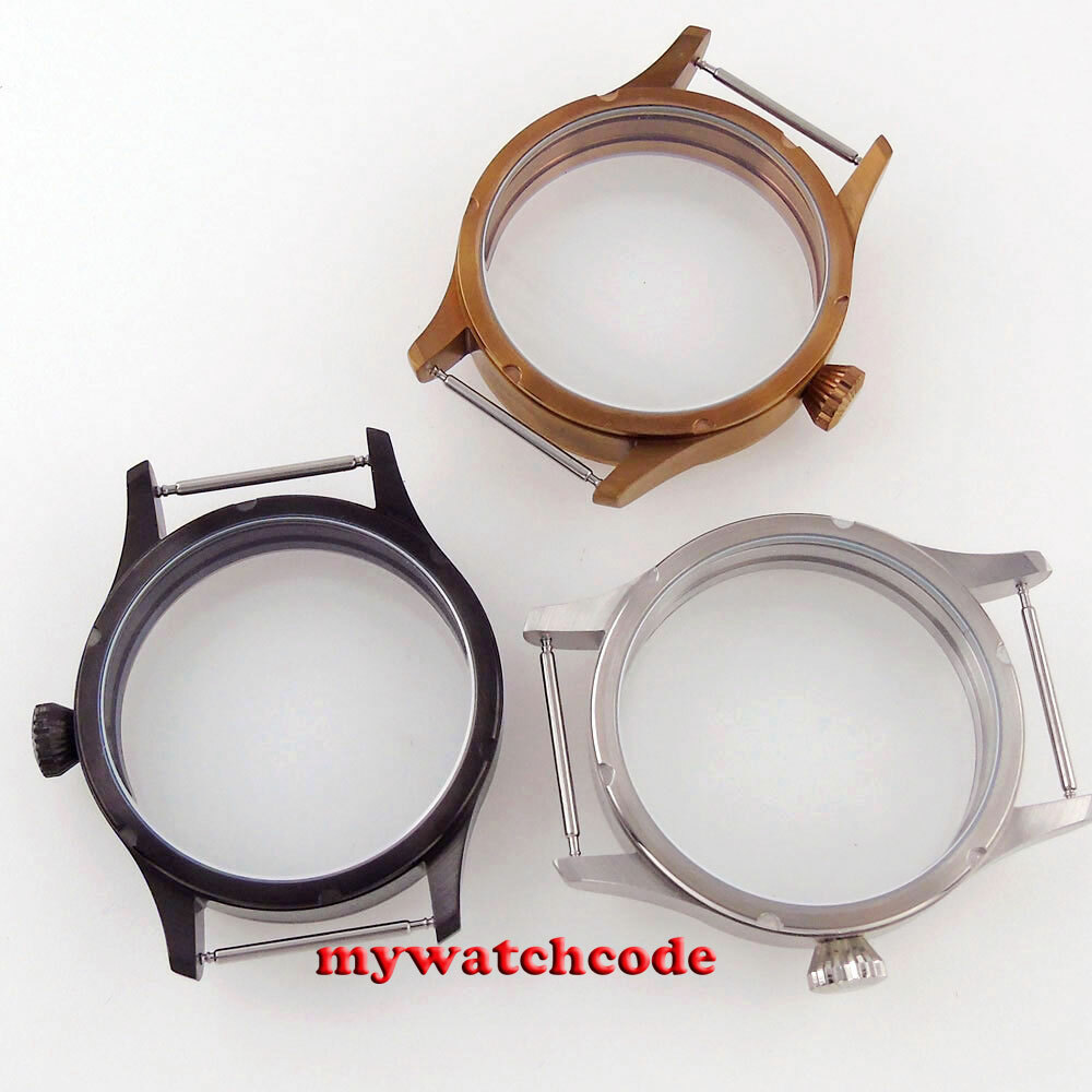 brushed 42mm sapphire glass 316L steel PVD Watch Case fit ETA 6497 6498 ST3600