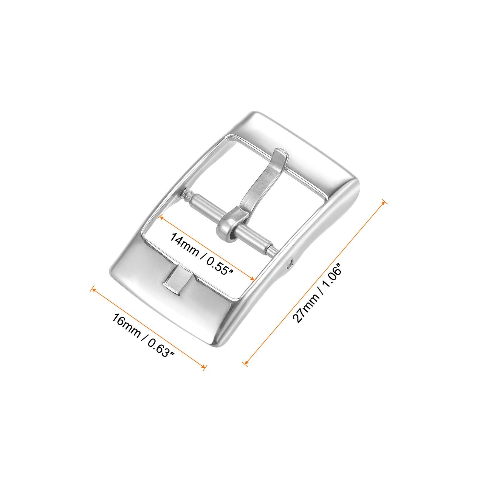 Watch SUS304 2 Pcs Silver Tone Buckle for 14mm Watch Bands with 2Pcs Spring Bar