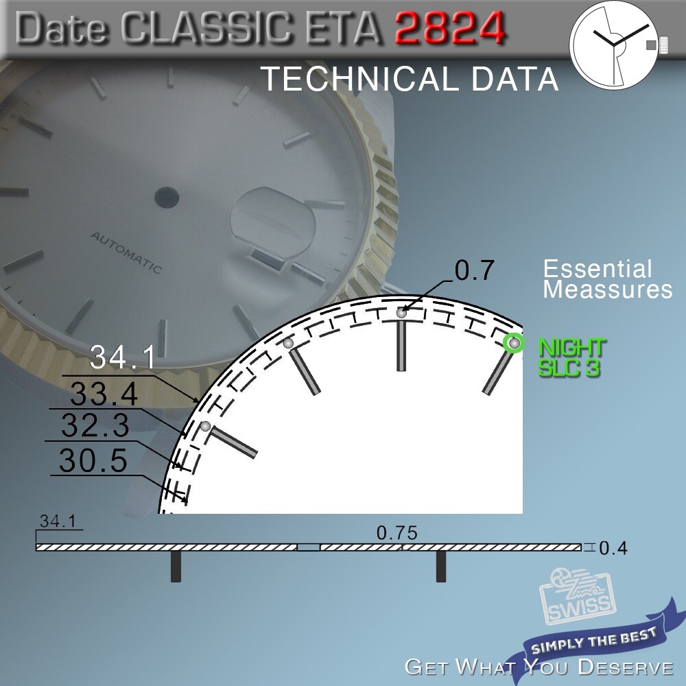 CLASSIC DIAL, FIT MOVEMENT ETA 2824-2 + SW 200, Ø 34.1 MM – 6 COLORS, SUNBRUSH