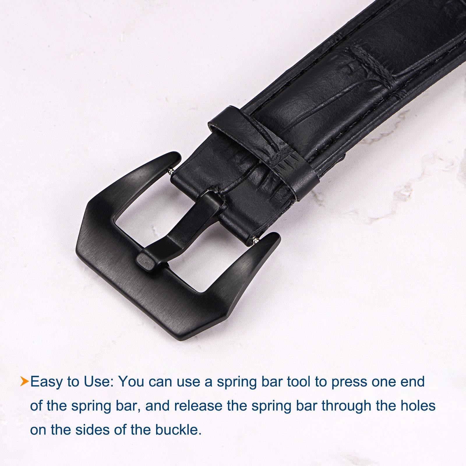 24mm Width SUS304 Frosted Polished Buckle Silver Black with Spring Bar Remover