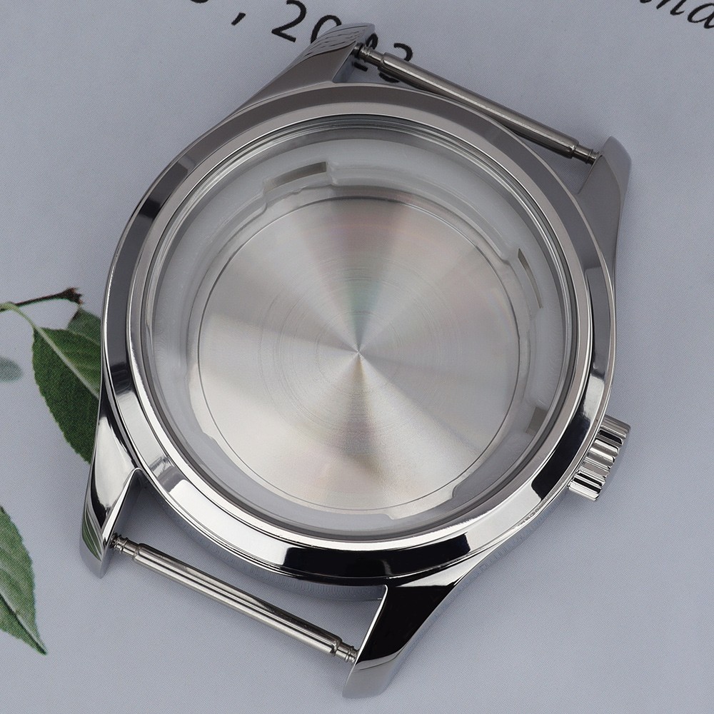 42mm Aviator Watch Cases Vintage Silver Stainless 10ATM For Seiko NH35 Movement