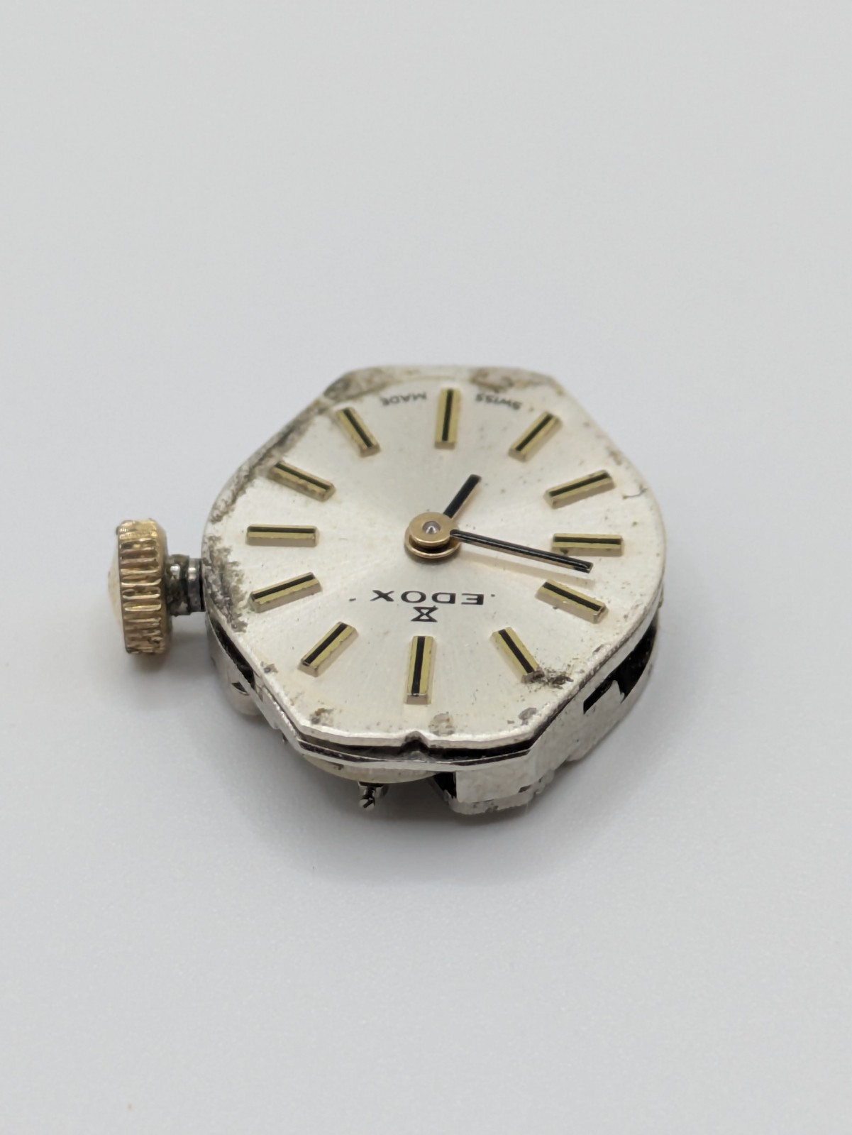 FHF ST 69-21 Edox Manual Wind Watch Movement Dial 17 Jewels Swiss 18.6mm