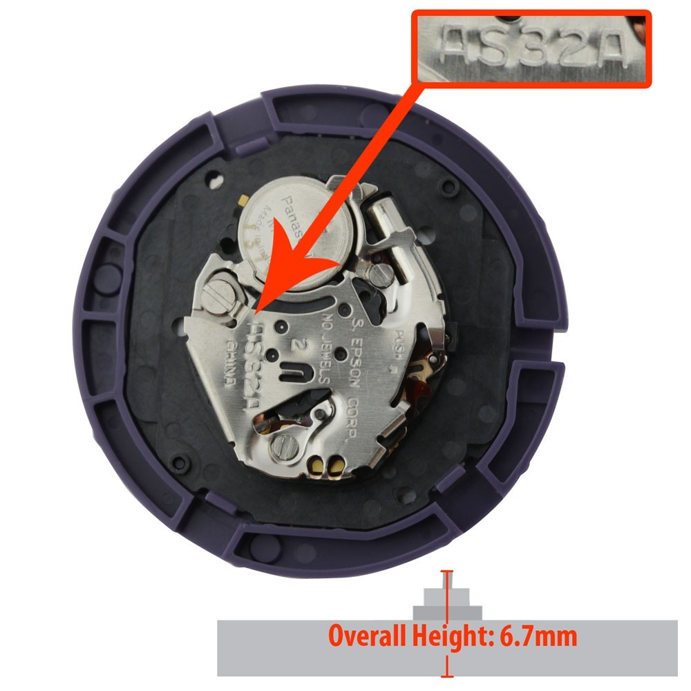 Original Hattori/Seiko/Epson AS32 Date @3 Japan Solar Quartz Movement HT: 6.7mm