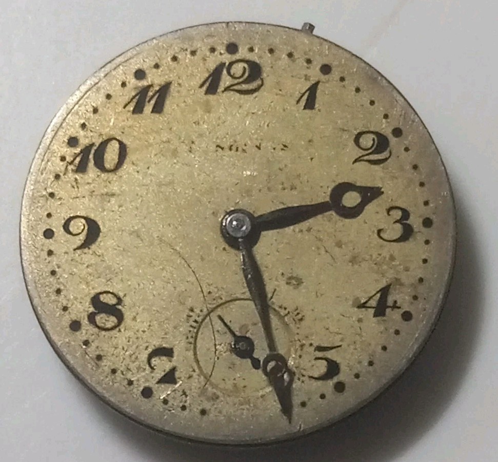 Vintage 1916 Longines 15 jewels 3 adj. movement & dial for part As Is # 3445955
