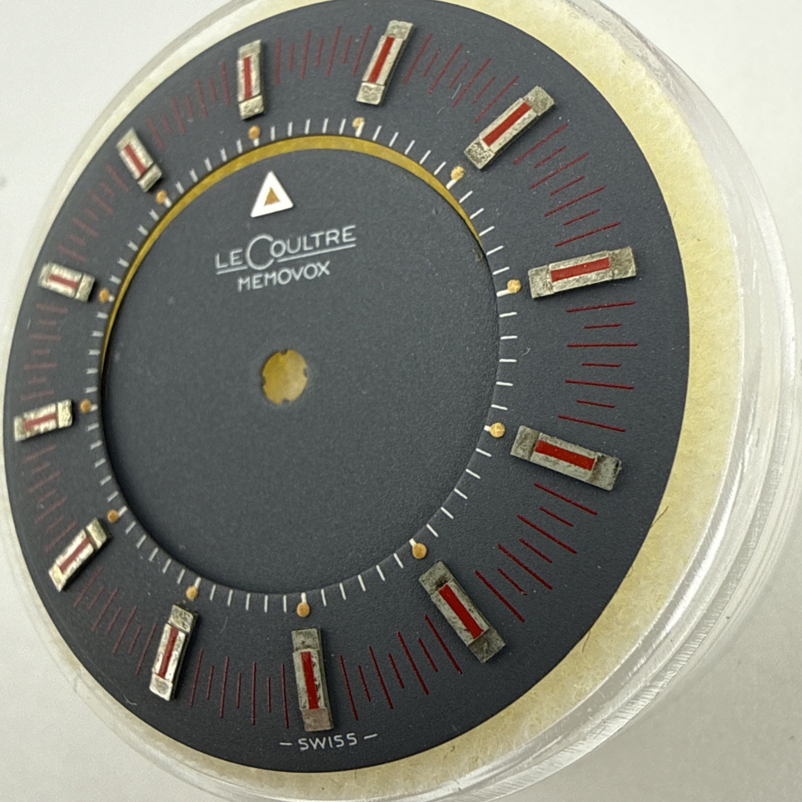 LeCoultre Memovox Automatic Watch Dial 30.5MM Grey & Red Markers New Old Stock