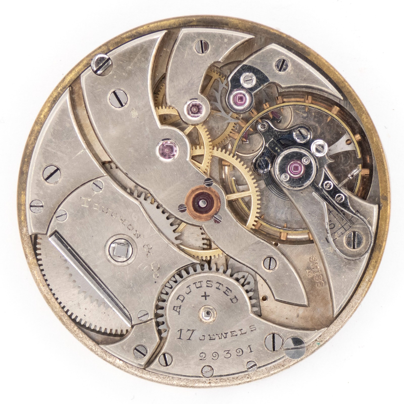 Touchon 39 x 7.1 mm 17-Jewel Antique Pocket Watch Movement, Ticks a Bit