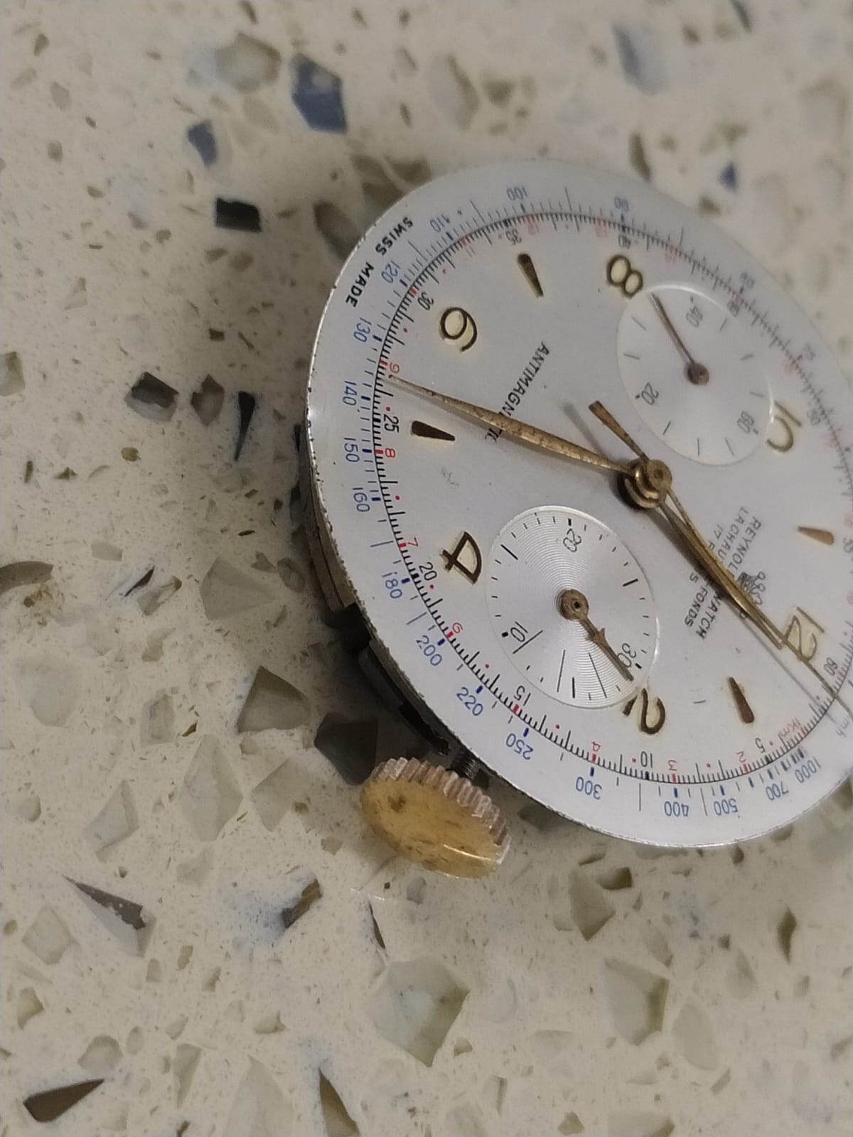 Reynold Swiss Chronograph watch movement, cal. Venus 188 similar to Valjoux 7730