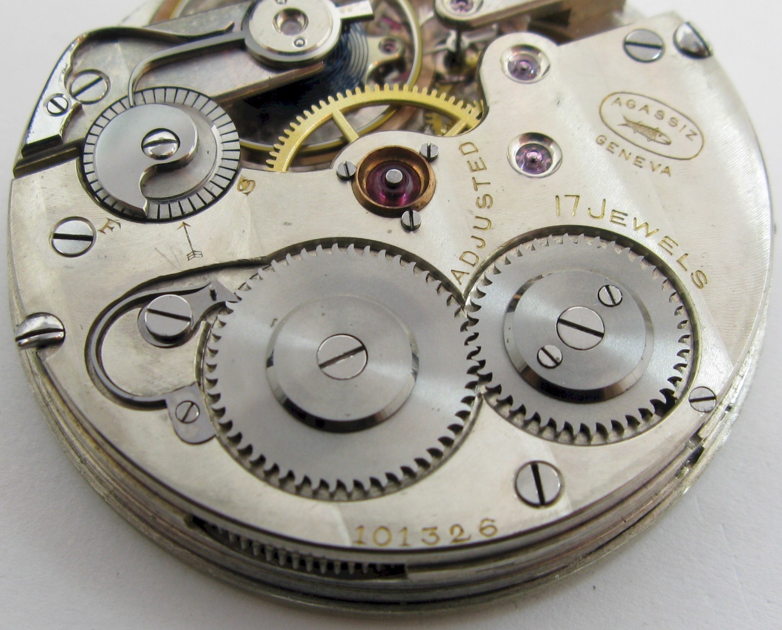 Agassiz Geneva wolf tooth & snail reg. adj. pocket watch Movement for parts HC