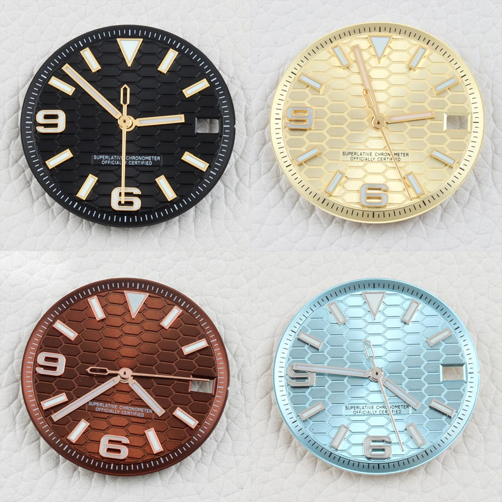 NH35 Watch Dial and Hands Blue Luminous 28.5Mm Watch Face for NH35 NH36 Movement