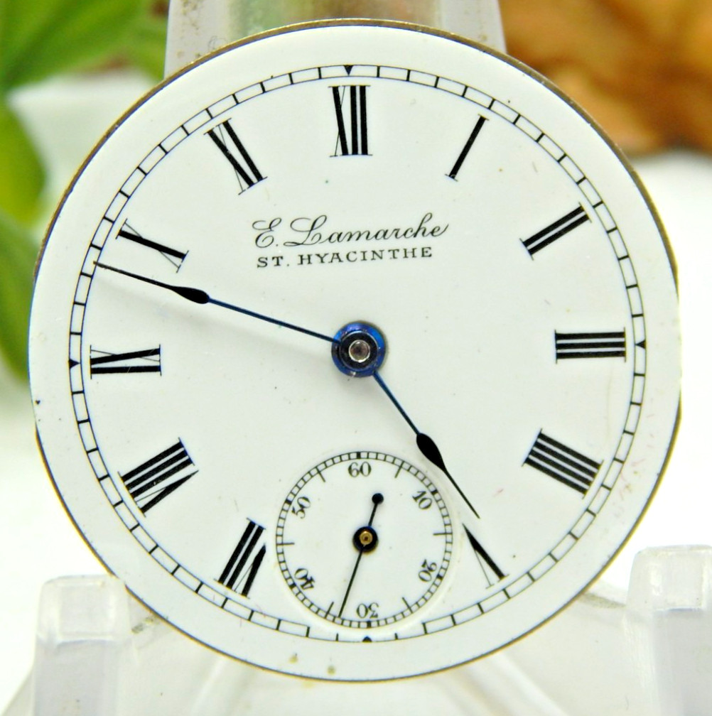 Antique Pocket watch movement E Lamarche St Hyacinthe 29mm Hunting Case
