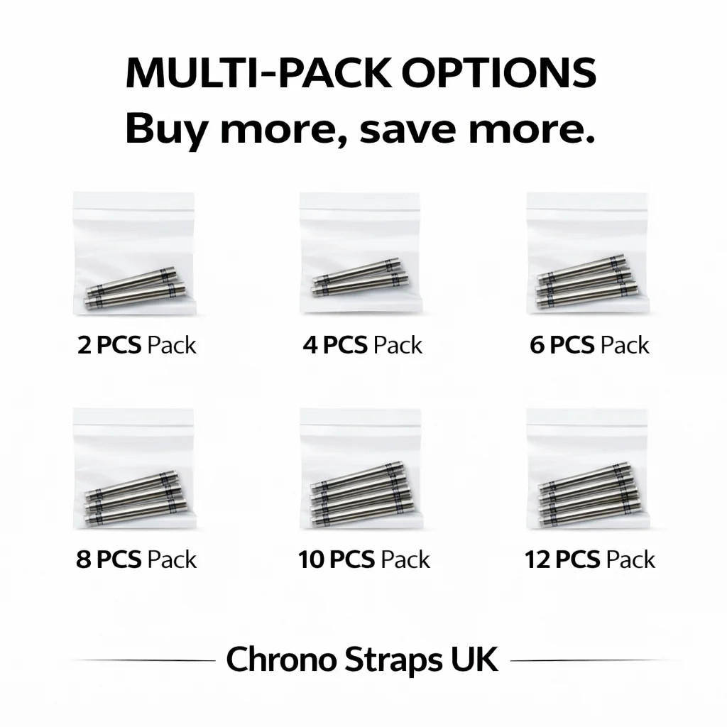 1.8mm Watch Spring Bars Stainless Steel | Double Flanged | 18mm–40mm Multi-Pack