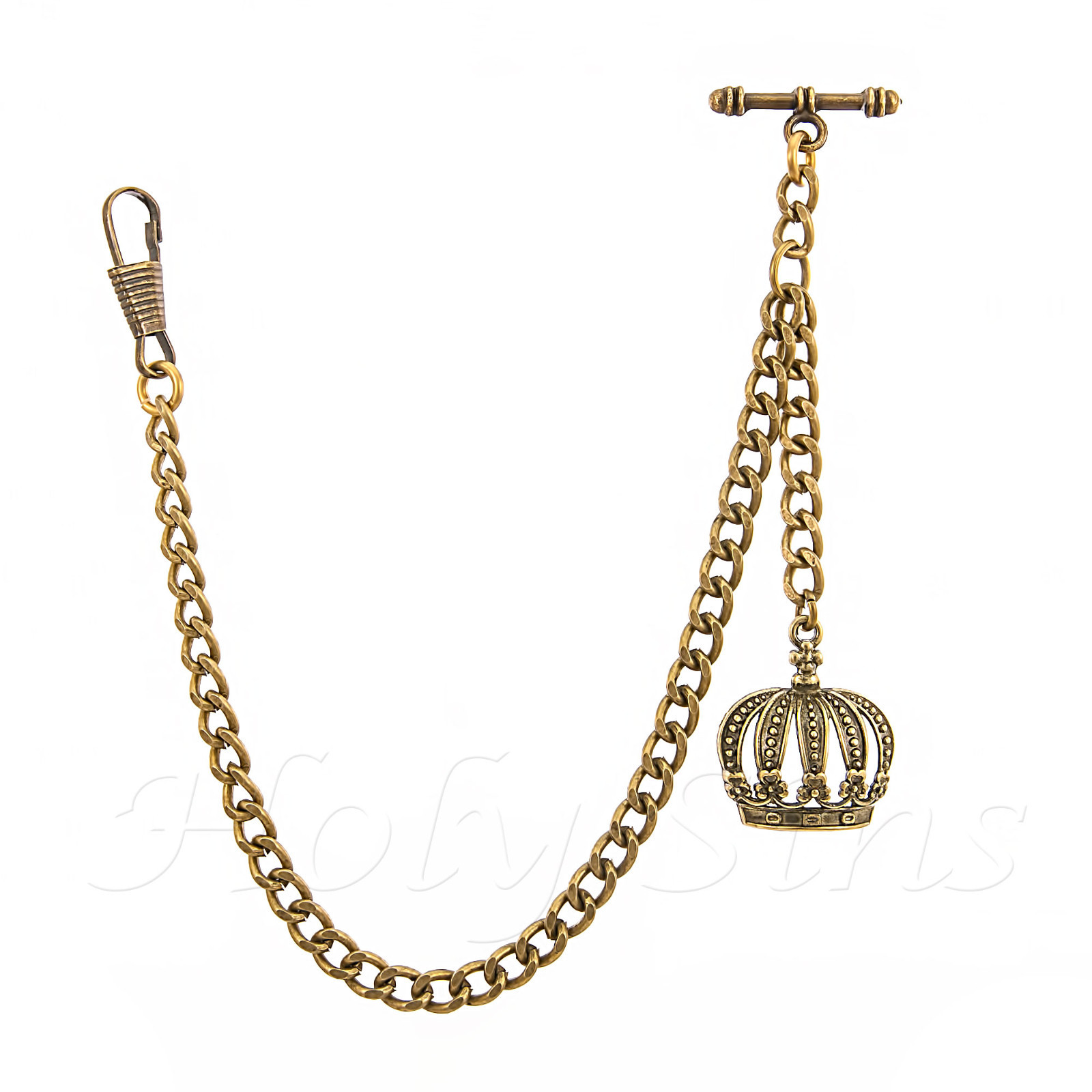 Peaky Blinders Bronze Colour Albert Pocket Watch Fob Chain With Crown