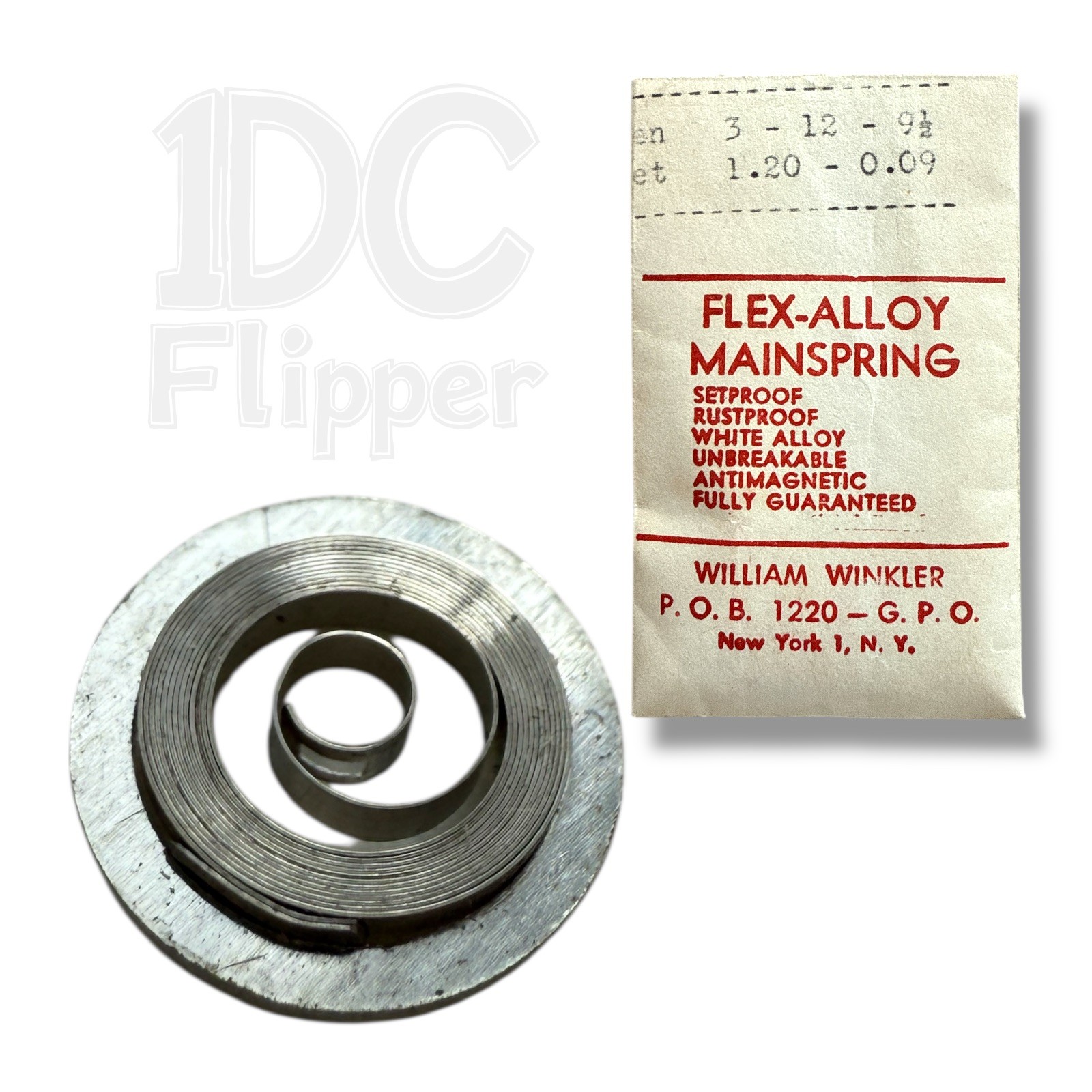 Aurore 8 Mainspring 1.20 x 0.09 x 241 MS-312E Alloy Denn. 3 x 12 x 9 1/2 Read!