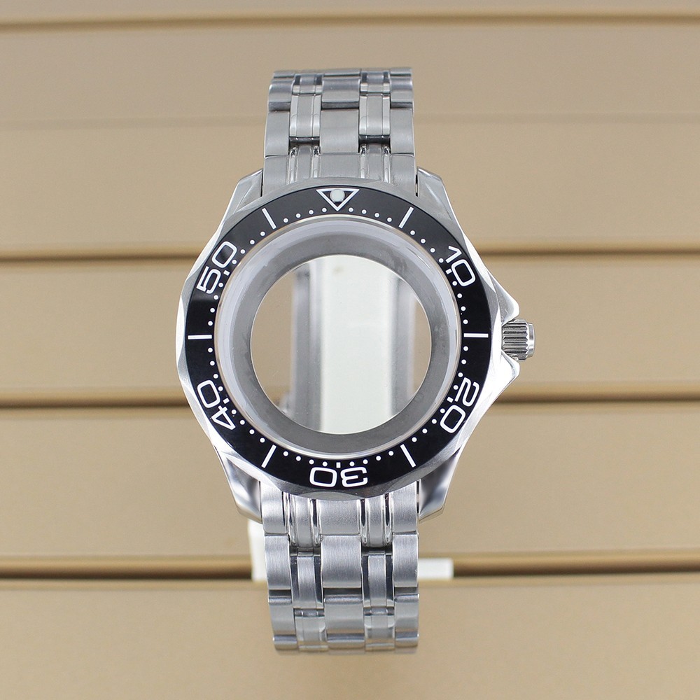 Double Crown 41mm Diver Watch Cases Modify Sea300 10ATM For Seiko NH35 Movement