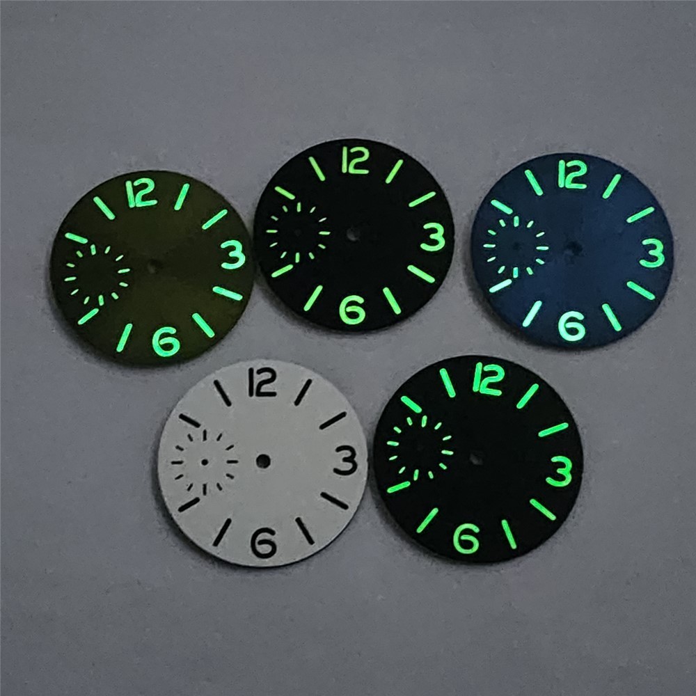 37mm black blue green white watch dial fit ETA 6497 or Seagull ST3600 movement
