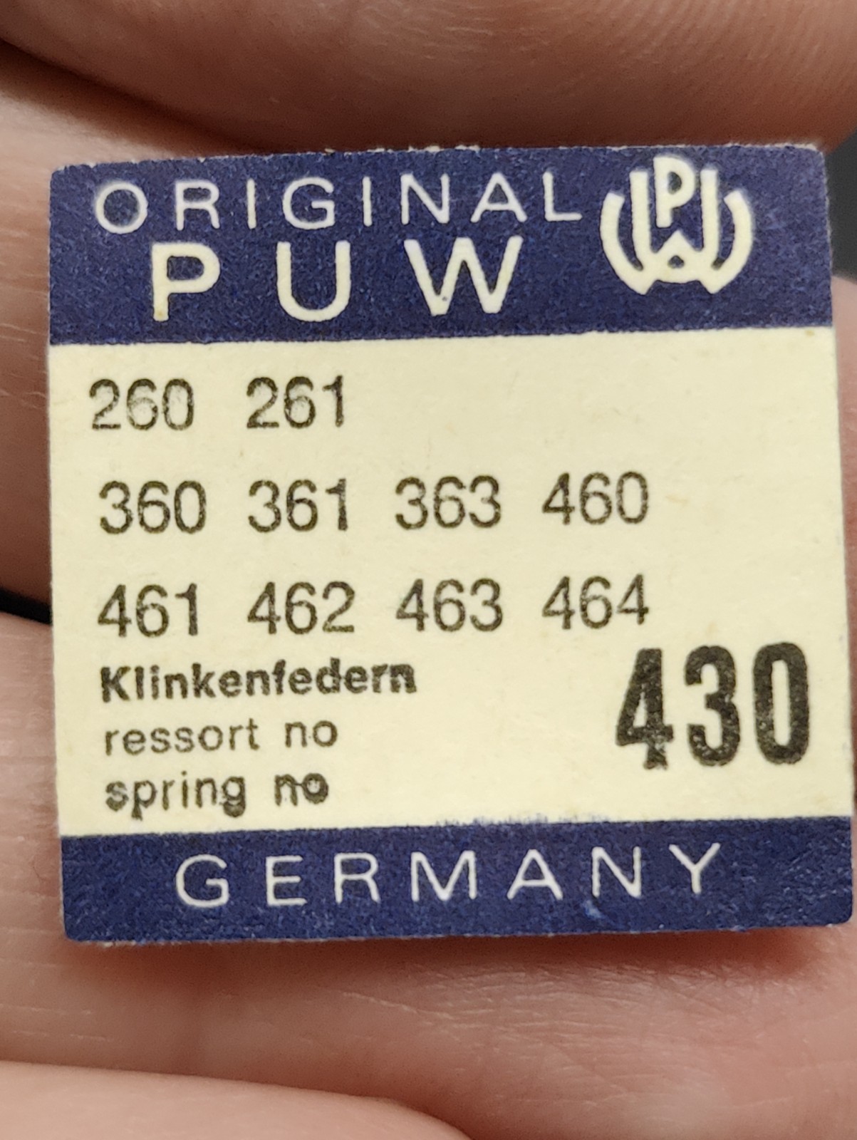NOS PUW Cal. 260 Part 430 Click Spring – 5 Pack