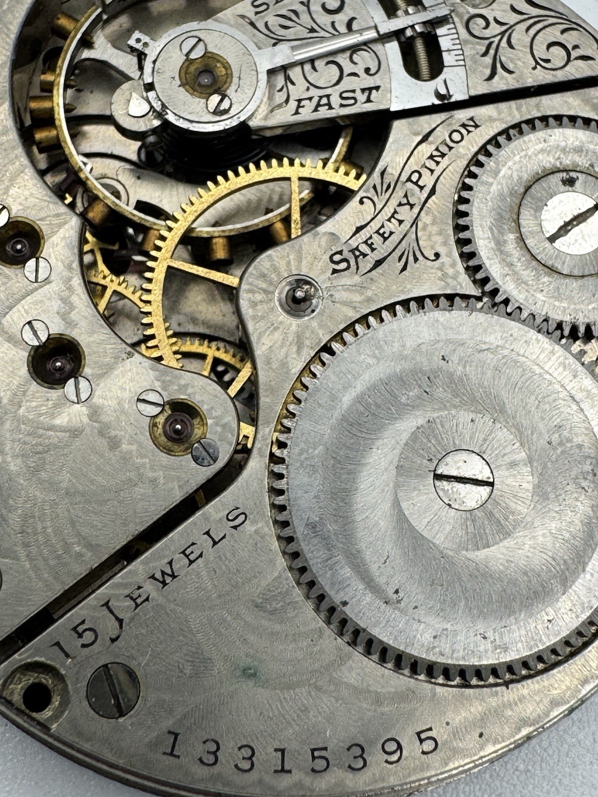 Vintage Elgin 16s 15J Grade 313 Private Label Dial Pocket Watch Movement 4 Parts