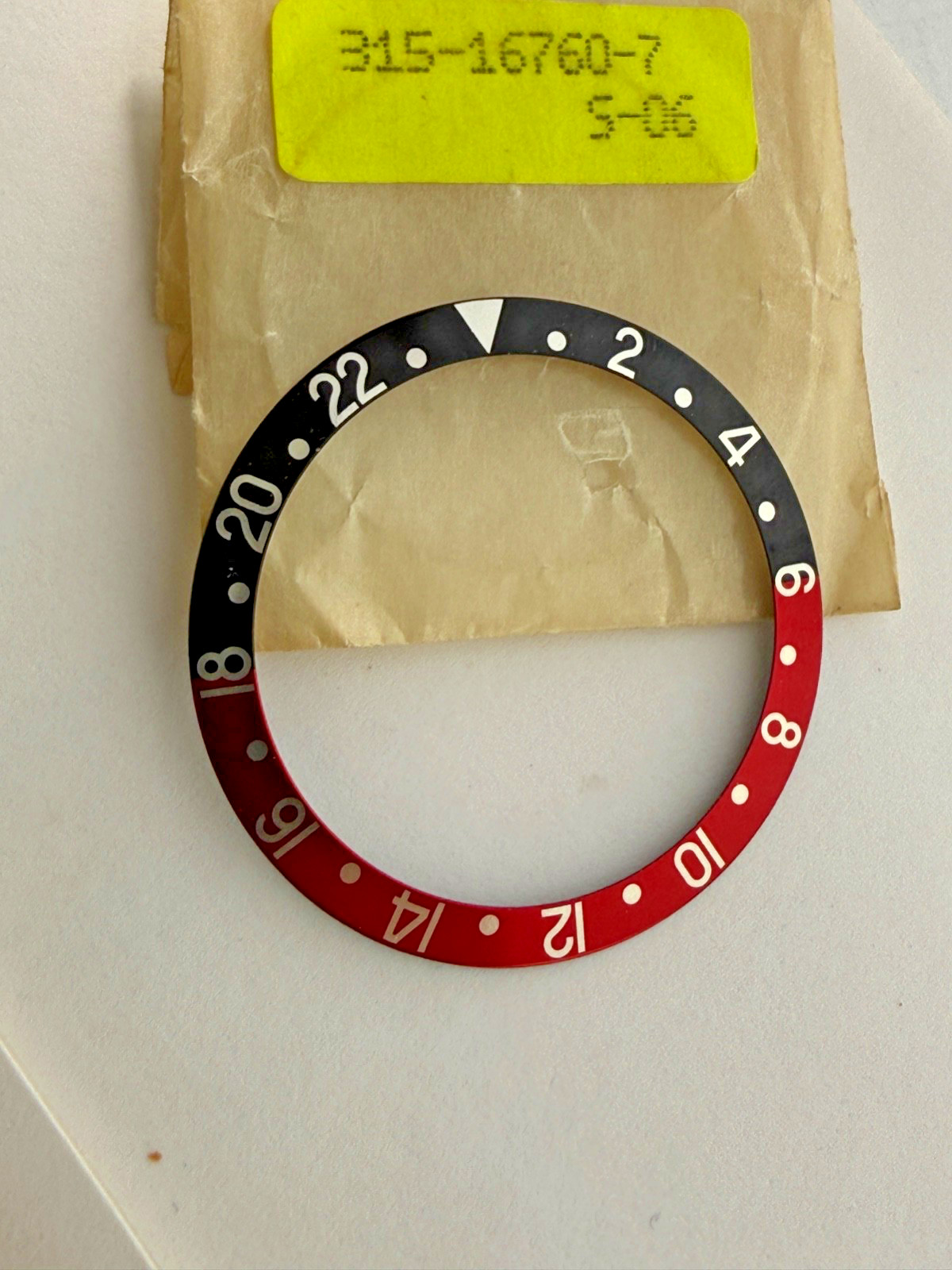 ROLEX GENUINE GMT COKE BEZEL INSERT Part# B315-16760-7-A1 For 16710 16700 16760
