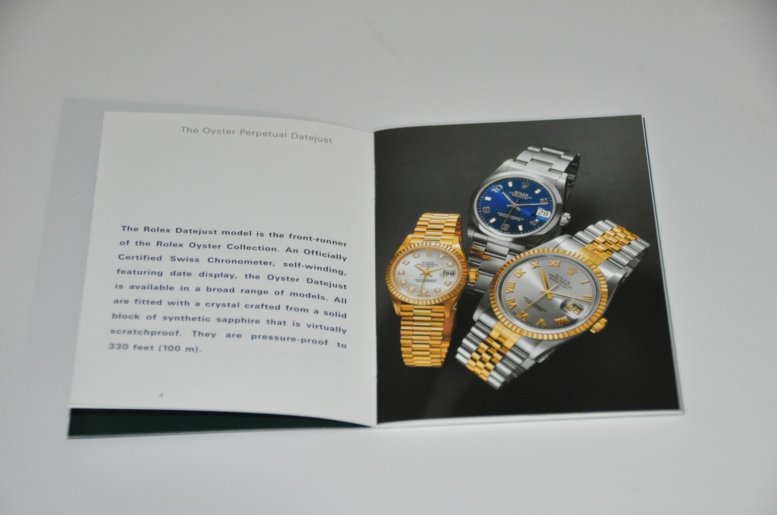 ROLEX DATEJUST OWNER BOOKLET 552.06 USA – 40 – 1.2003 PRINTED IN SWITZERLAND