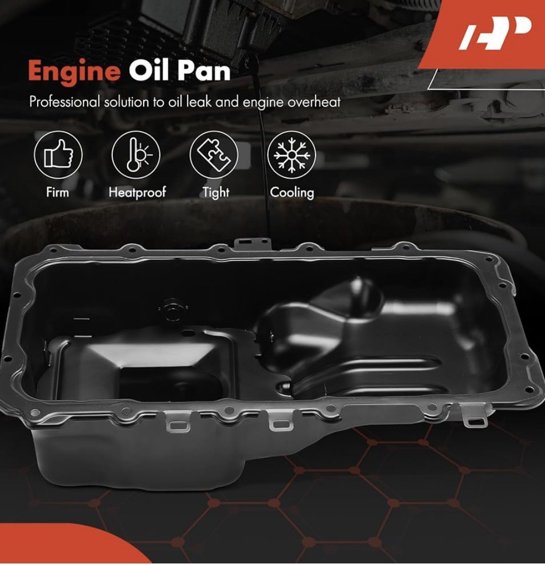A-Premium Engine Oil Pan Sump with Drain Plug Compatible with Ford F-150 F150…