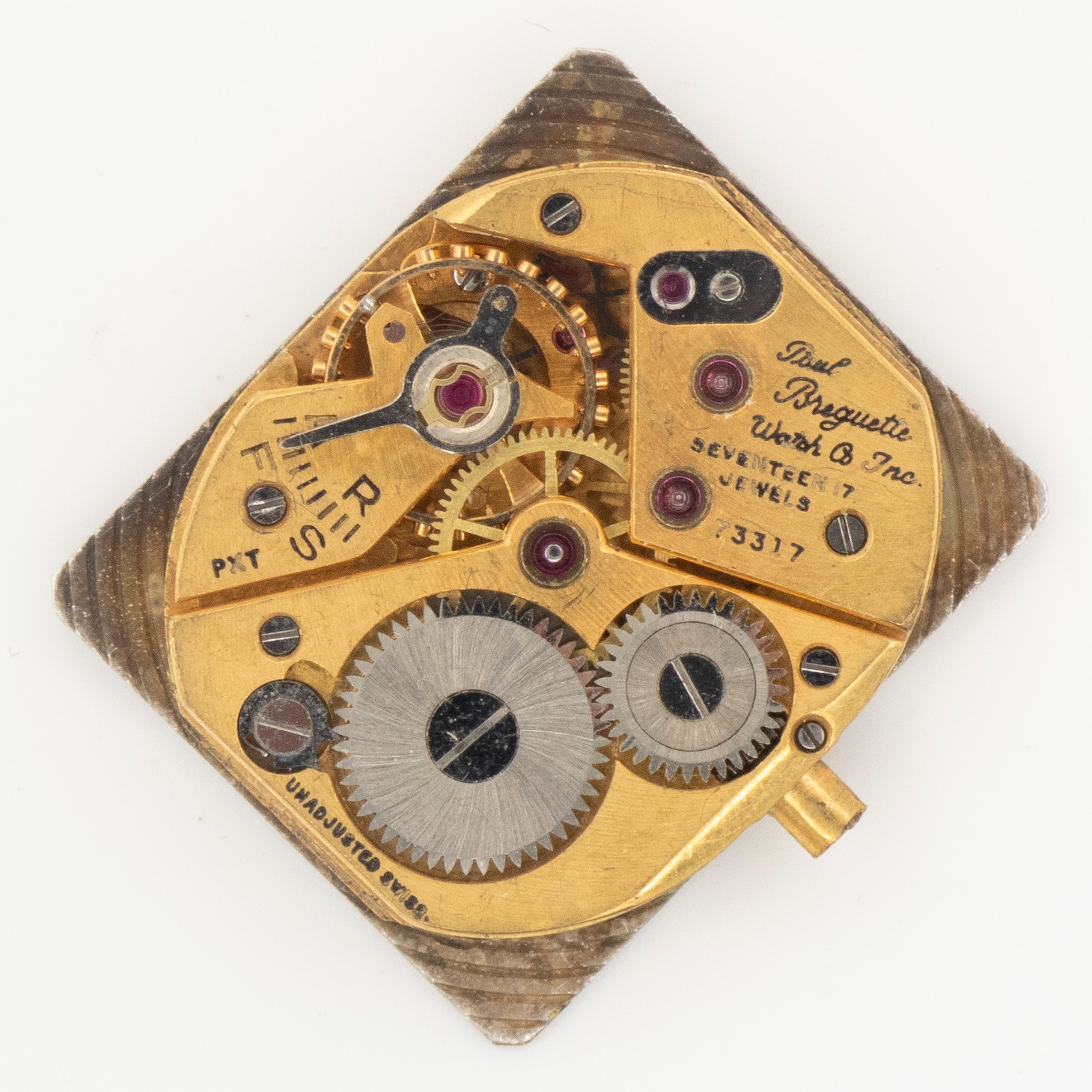 Vintage Paul Breguette 18.5 x 21.5 x 5.2 mm 17-Jewel Wristwatch Movement