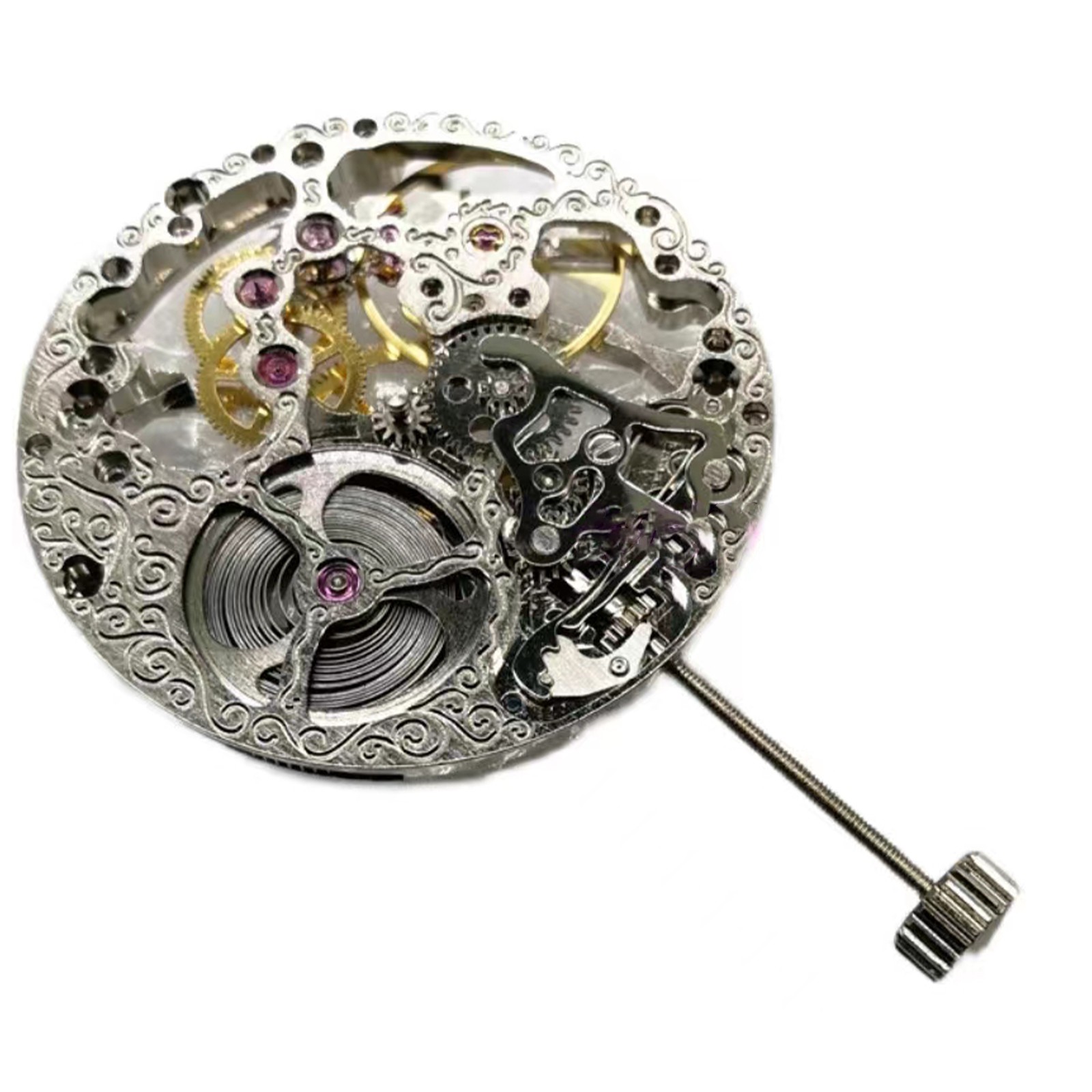 21600bph 36.6 mm Skeleton Hand Winding Mechanical Watch Movement For ETA 6498