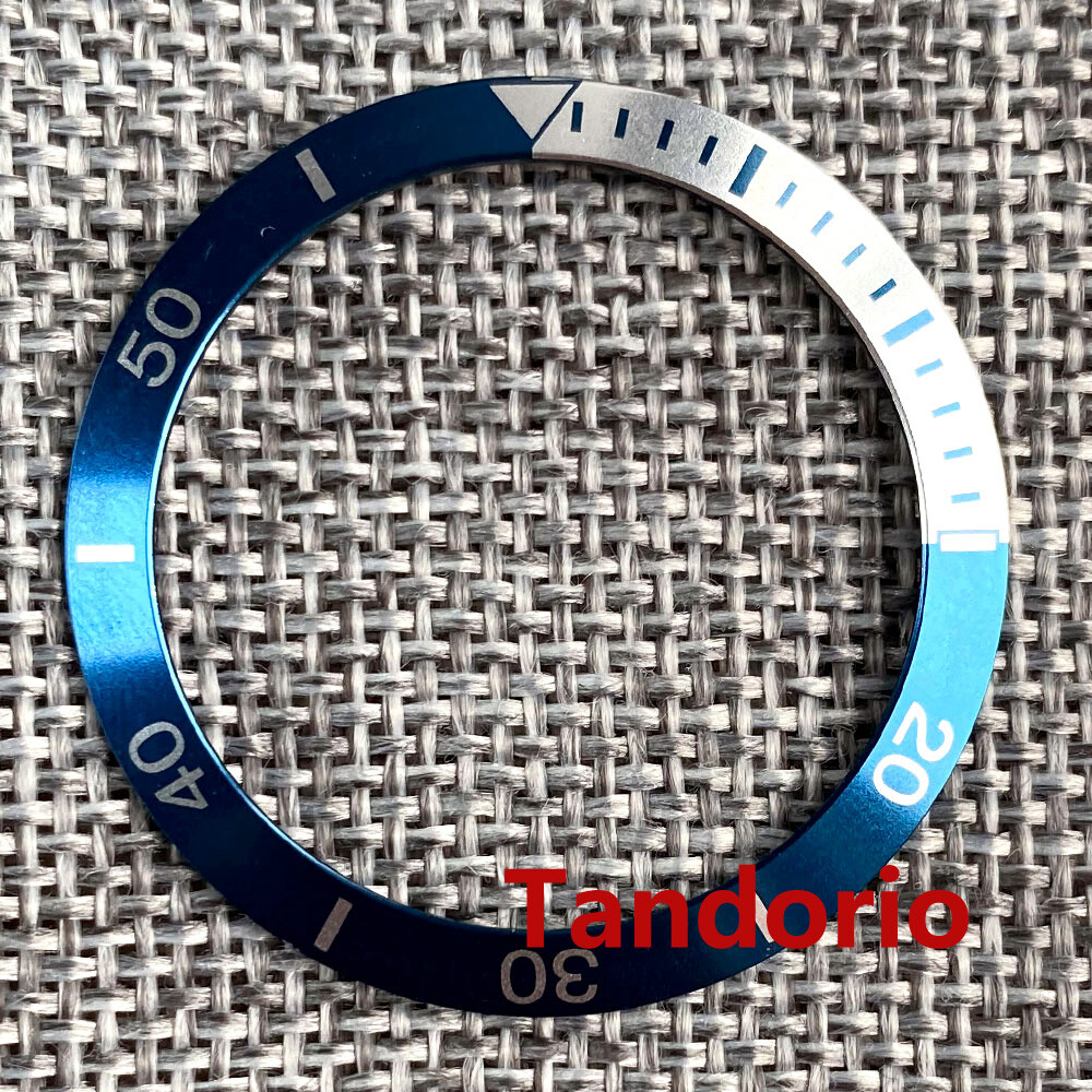 38mm Slope Silver blue/Blue Orange Alloy Bezel Insert Fit 40mm Auto Watch Case