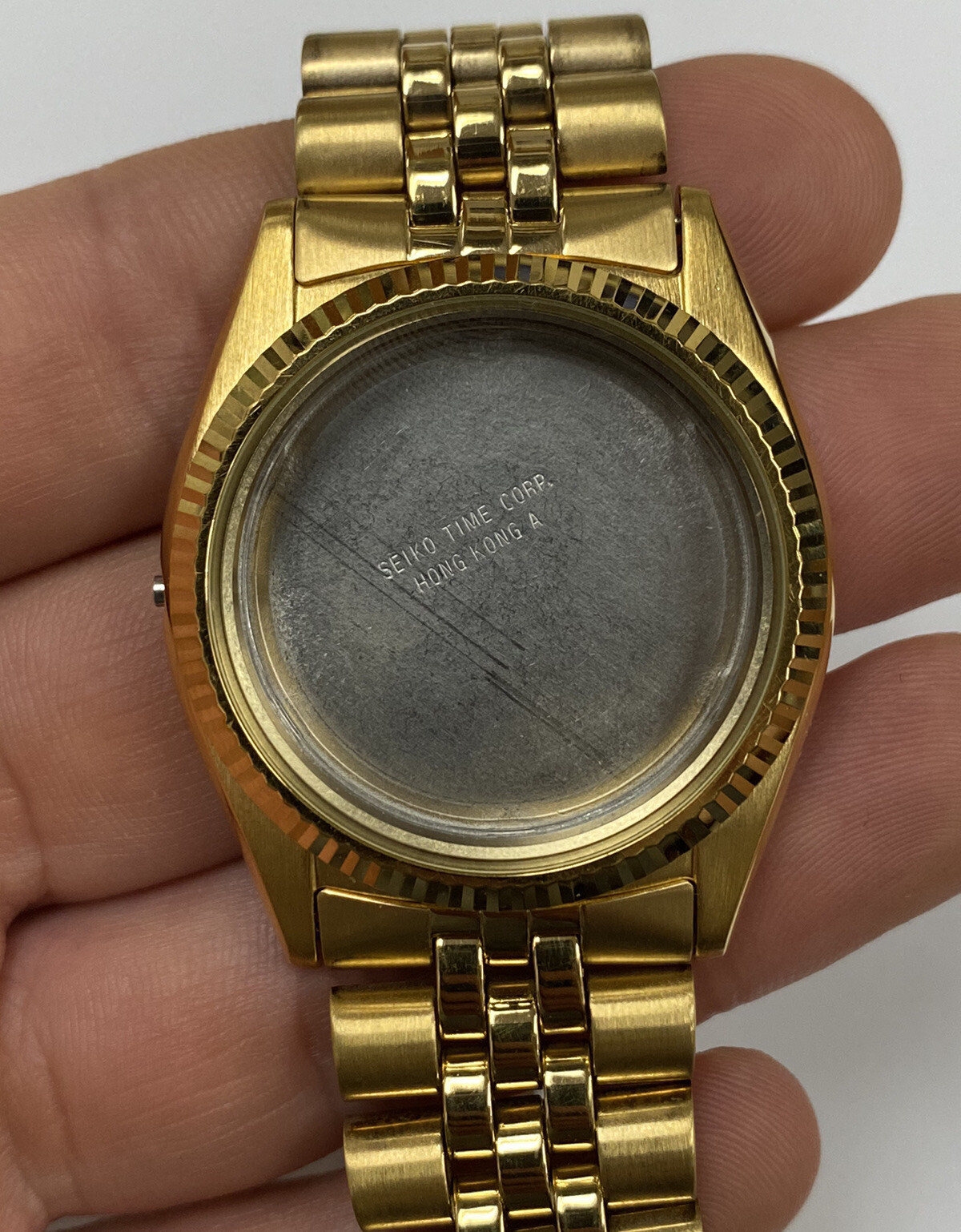 Original Seiko 7N43-8111/8119 Gold Tone Quartz Watch Case w/ Bracelet