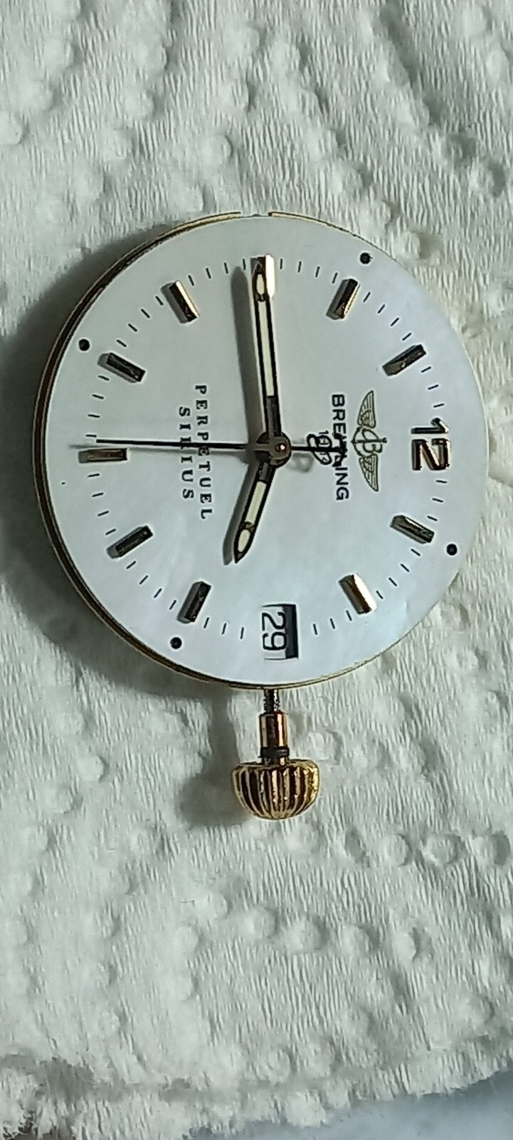 Breitling Eta 252.411 Perpetual Calendar chronometer quartz movement dial hands.